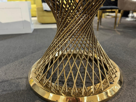 Gold Spiral Dining Table - Tempered Glass/Stainless Steel