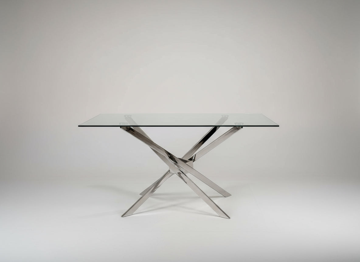 Crystal Edge Dining Table 1.5m - Tempered Glass Dining Table