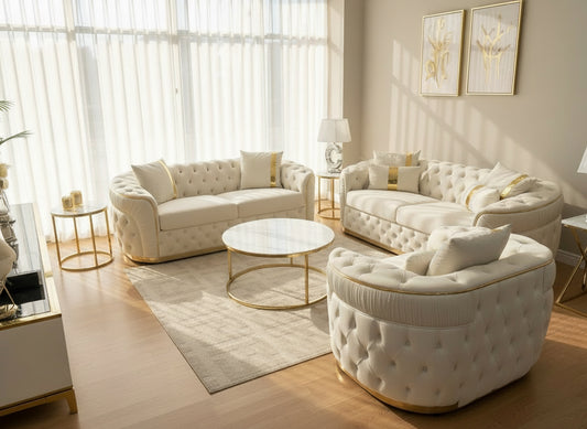 Gold Leaf 3&2&1 Sofa Set (VELVET and FABRIC)