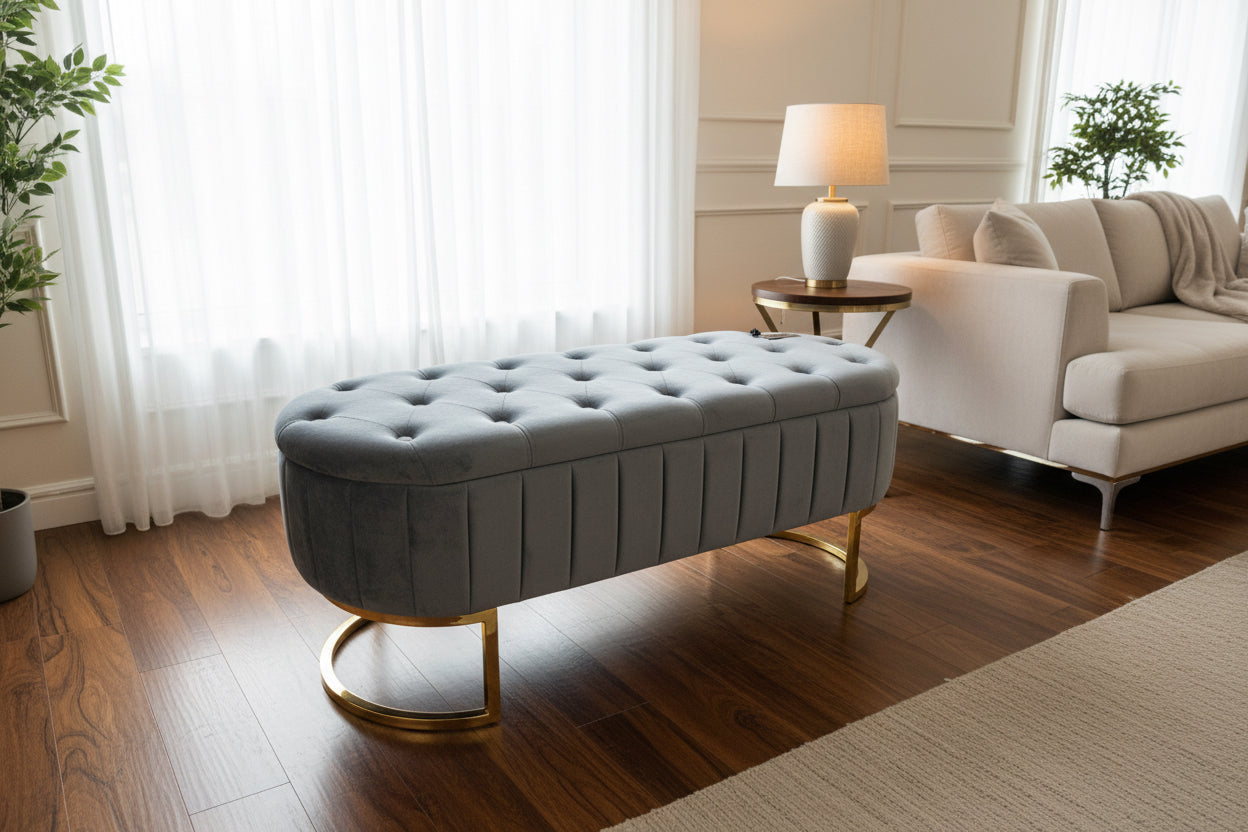 Chesterfield Storage & Seating Ottoman Royal Velvet