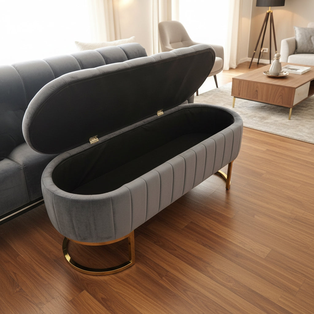Chesterfield Storage & Seating Ottoman Royal Velvet