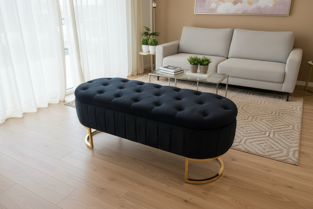 Chesterfield Storage & Seating Ottoman Royal Velvet