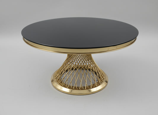 Gold Spiral Dining Table - Tempered Glass/Stainless Steel