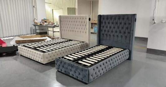 Jas Gas Lift Royal Velvet Bed + Bluetooth Speakers + USB Chargers