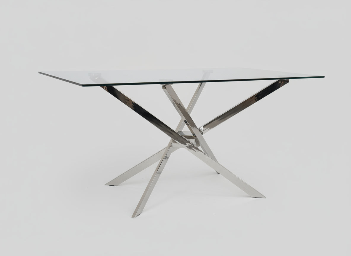Crystal Edge Dining Table 1.5m - Tempered Glass Dining Table