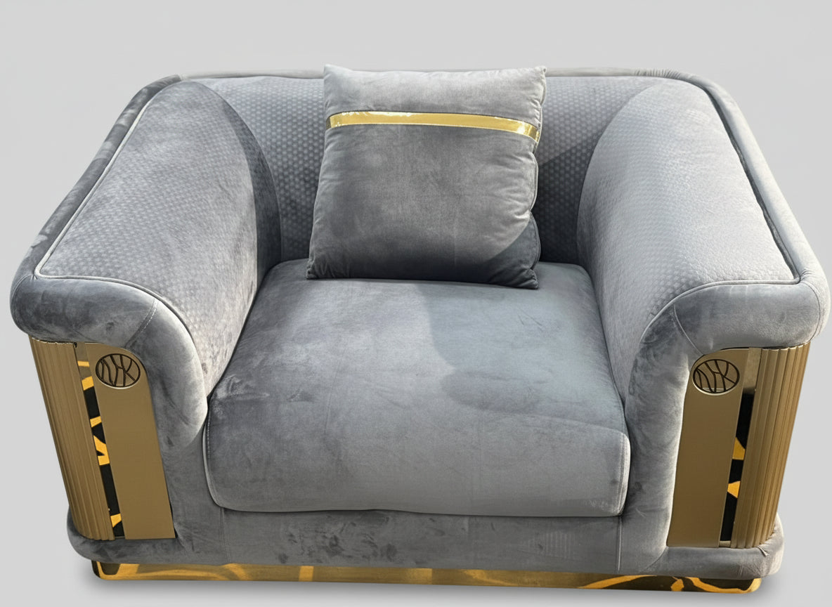 VIENNA Paradise Sofa Set 3&2&1 (GREY VELVET & FABRIC)