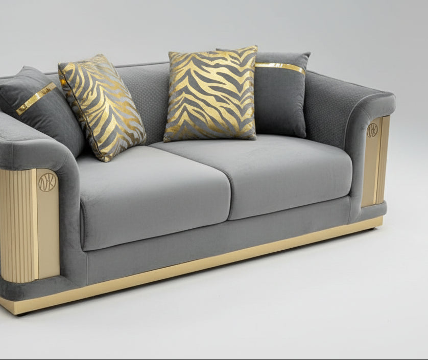 VIENNA Paradise Sofa Set 3&2&1 (GREY VELVET & FABRIC)