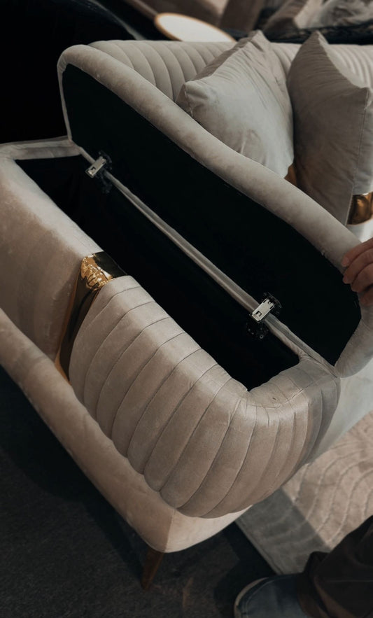 Fez Royal Velvet Sofa Bed Set 3&3&1&1(Grey/Silver or Pearl/Gold)